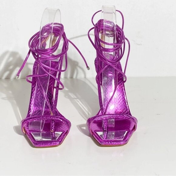 New Schutz Vikki Ankle Tie Sandal Bright Violet Purple size 5.5 - Picture 3 of 6